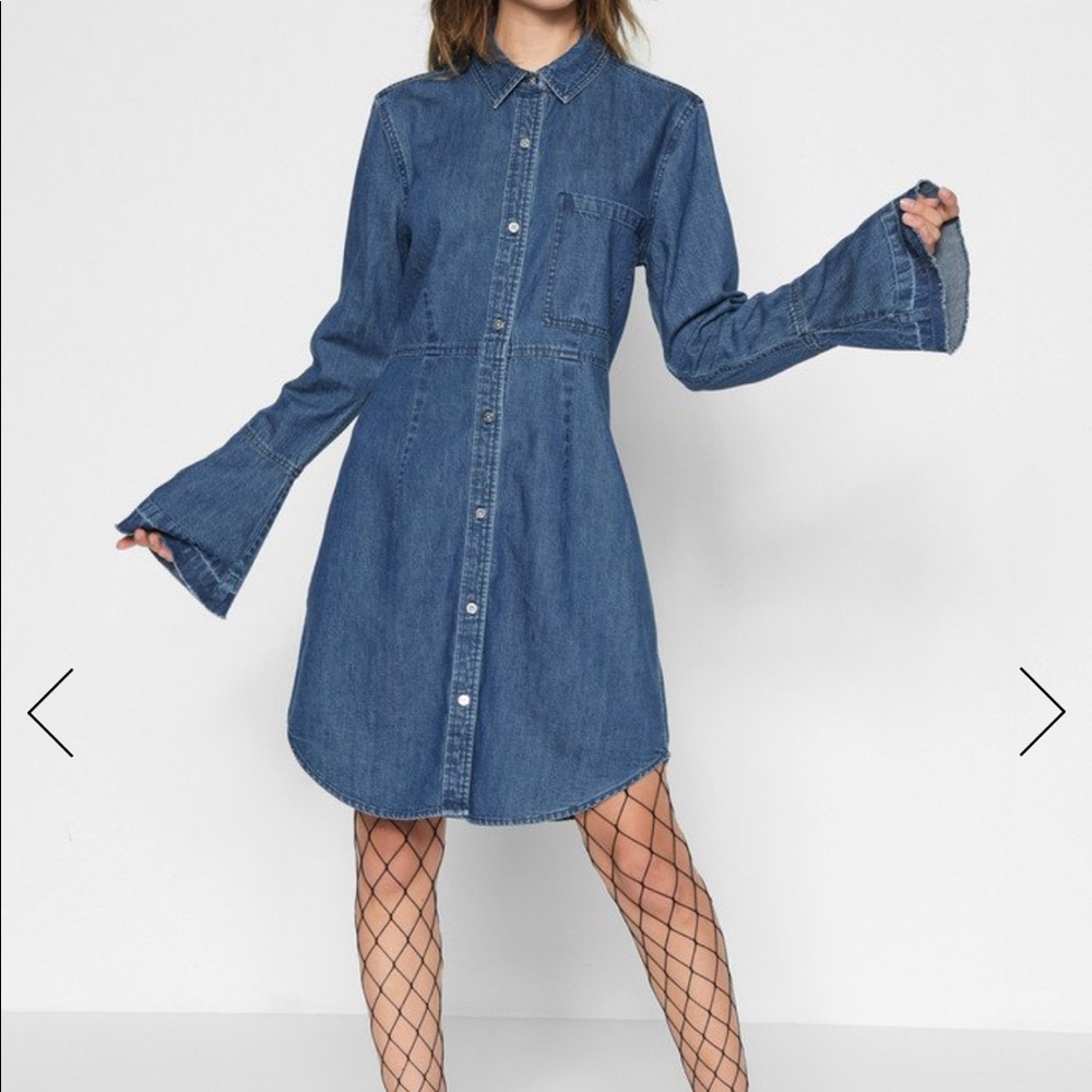 7 for all mankind  belt sleeves dress